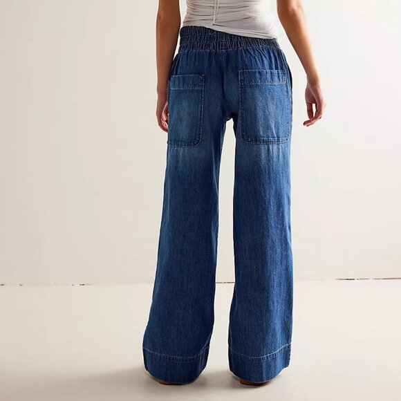 We The Free Breezy Denim Pull-On Jeans Color: Cobalt - Picture 2 of 4